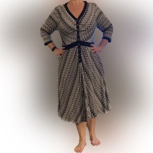 eShakti Black & White Print Knit Dress 2X - 20W